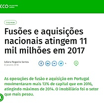 Fuses e aquisies nacionais atingem 11 mil milhes em 2017